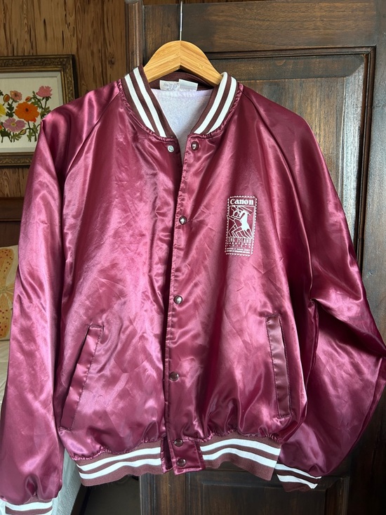 Vintage Other - Vintage Canon Long Island Marathon 1995 Satin Nylon Bomber Burgandy Jacket